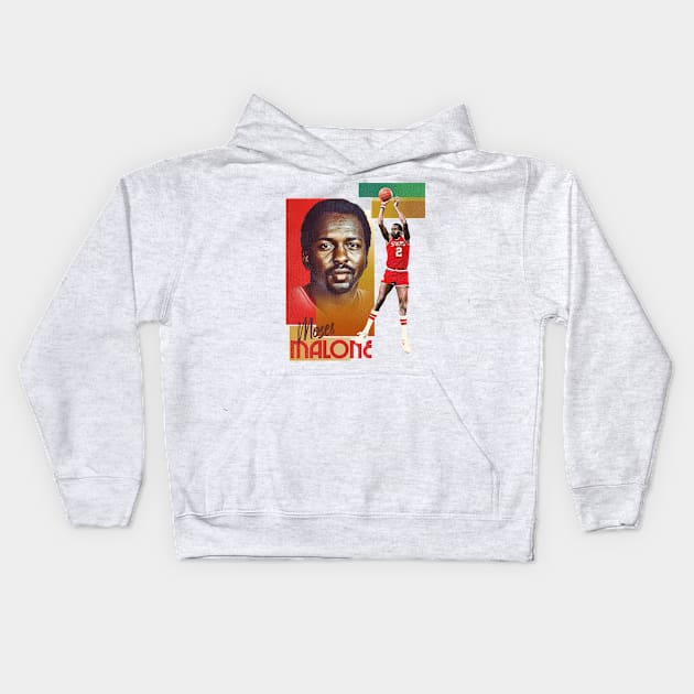 Retro Moses Malone Basketball Card Kids Hoodie by Defunctland